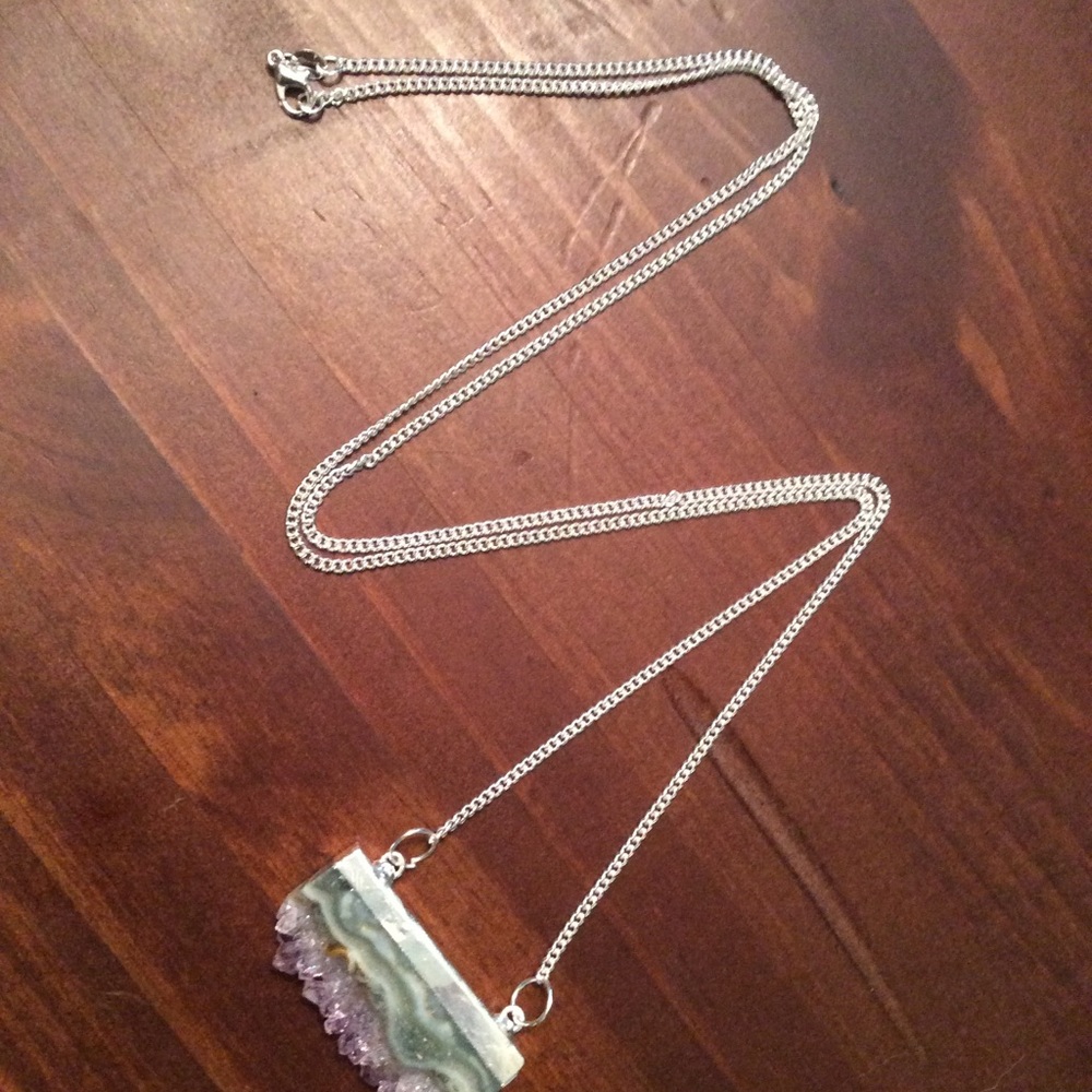 •silver amethyst slice pendant• - Picture 4 of 4